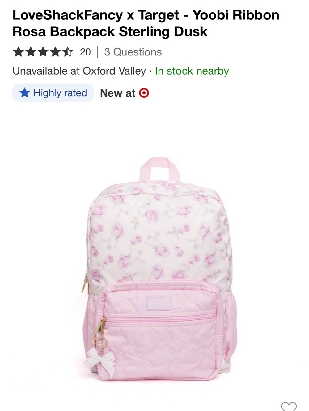 LoveShackFancy x Target Yoobi Ribbon Rosa Backpack - Picture 3 of 5